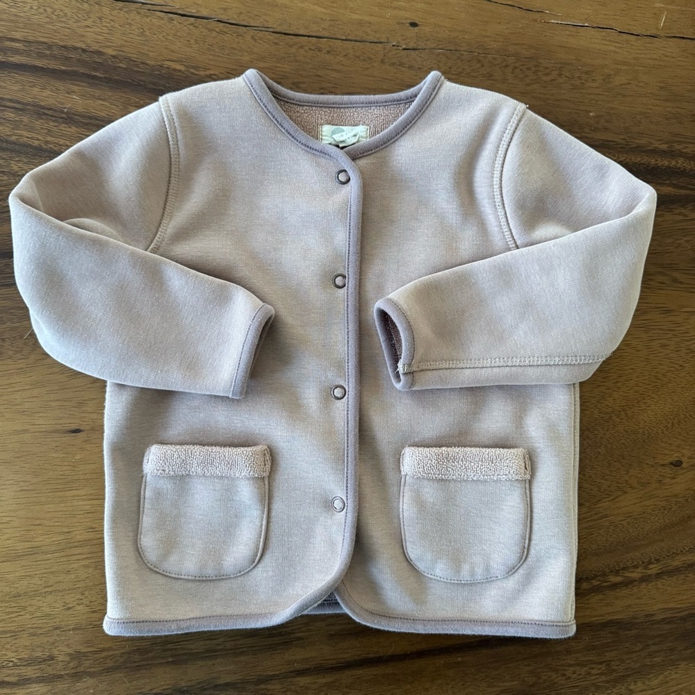 Peek Cozy Tan Mauve Button-Up Cardigan Jacket 18-24M